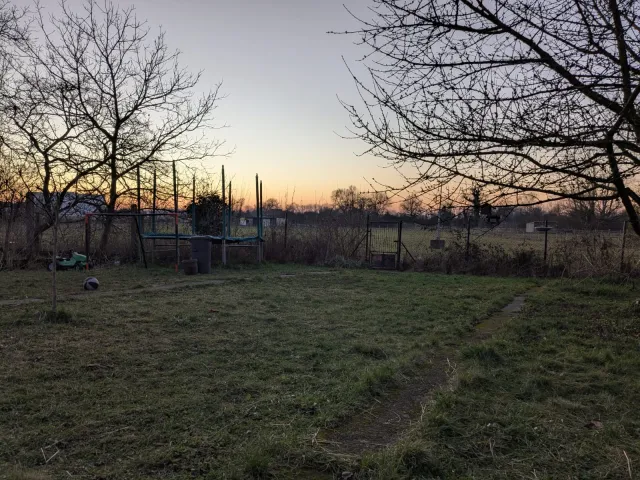 Garten bei Sonnenuntergang